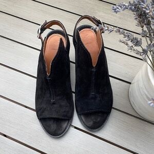 Frye black suede open toe booties shoes boots 6
